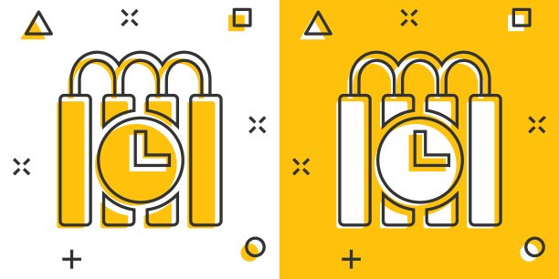 漫画风格的炸弹图标。炸药卡通矢量插图白色孤立的背景。C4 tnt喷溅效果经营理念。图片下载