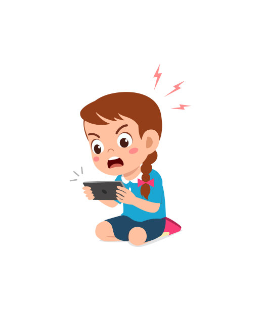 小女孩用手机又生气图片下载