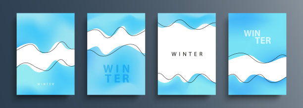 冬季背景与各种动态波浪形状和黑色轮廓为您的创意图形设计。冬季收藏。图片下载