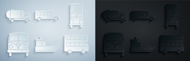 集货船双层巴士复古面包车图片下载