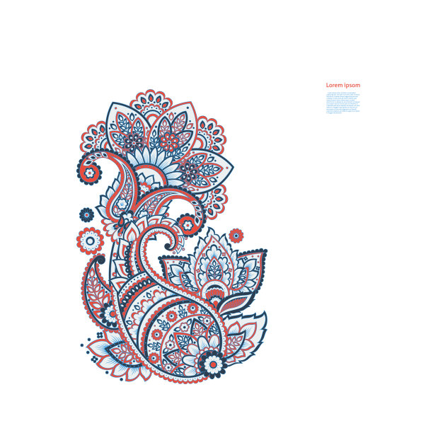 佩斯利矢量孤立装饰图片下载