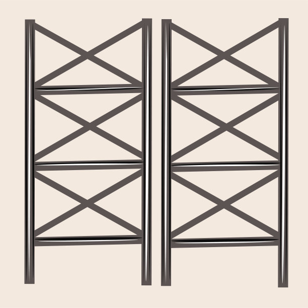 由木头和金属制成的家具。阁楼风格书柜。现代室内设计。孤立的矢量对象。图片下载