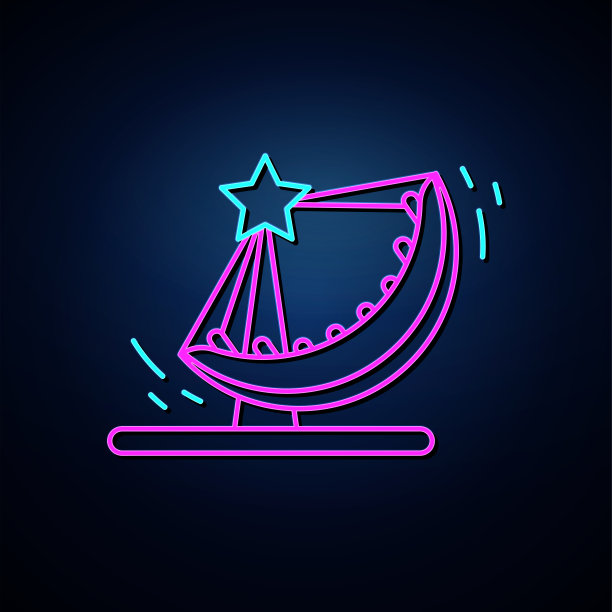 霓虹灯贡多拉图标，看起来清楚。霓虹灯条纹节日游乐场图标集。图片下载