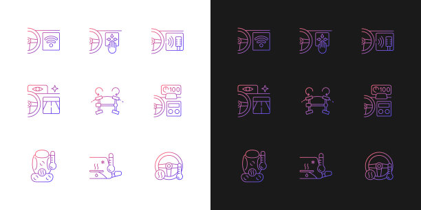 跑车配件的渐变图标设置为暗和光模式图片下载