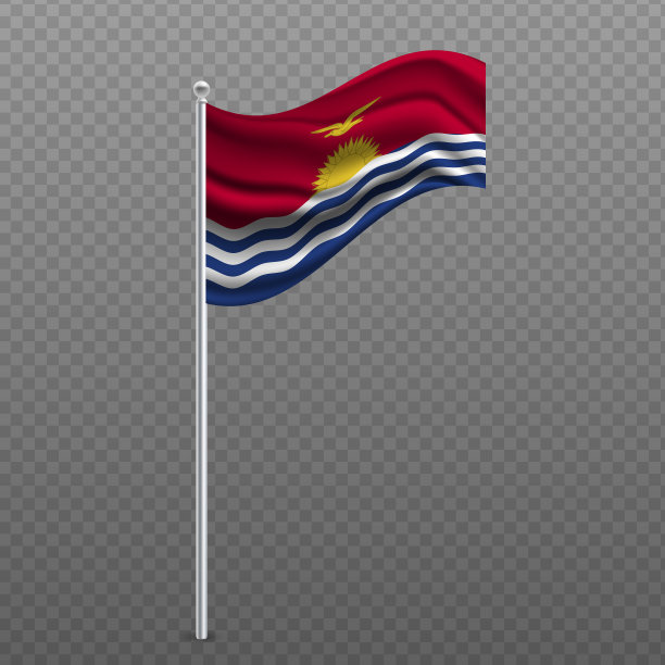 基里巴斯在金属杆上挥舞国旗图片下载