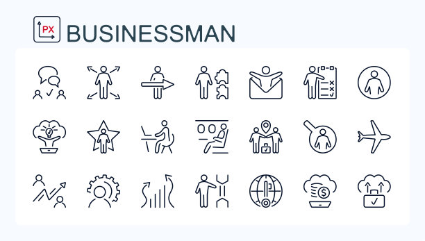 一套向量网络图标从细线，业务，团队合作，财务和战略。人。图片下载