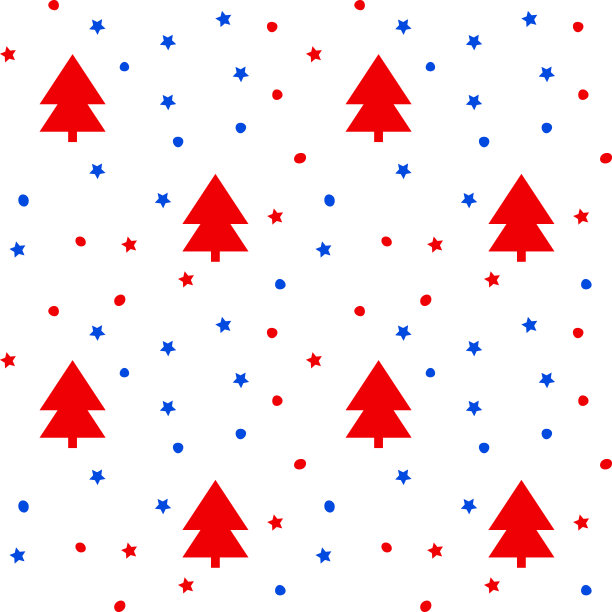 无缝矢量模式与圣诞树和点红，蓝色的白色背景。表面的节日装饰，明信片。图片下载