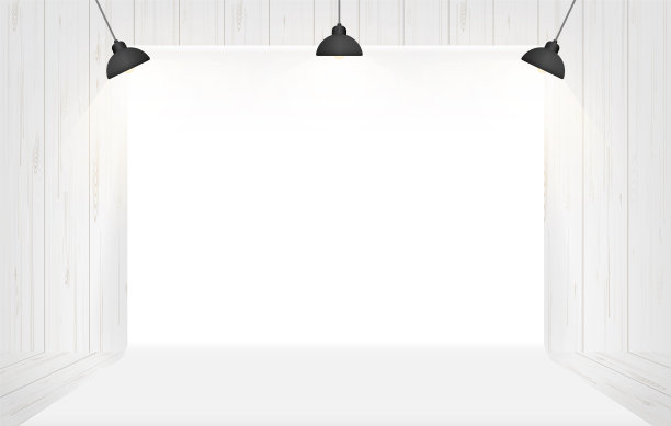 摄影工作室背景与照明在白色的房间空间。图片下载