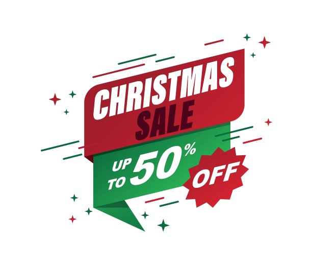 圣诞促销海报设计模板与折扣标签。圣诞购物的概念。图片下载