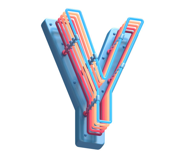 玩具塑料彩色霓虹灯字体。图片下载