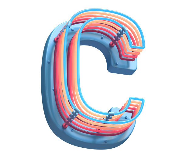 玩具塑料彩色霓虹灯字体。图片下载