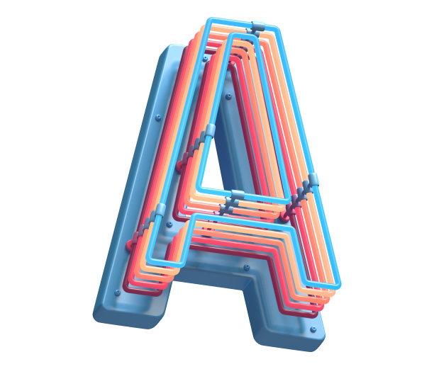 玩具塑料彩色霓虹灯字体。图片下载