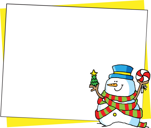 矢量插图卡通圣诞老人雪人圣诞卡片框架系列图片下载