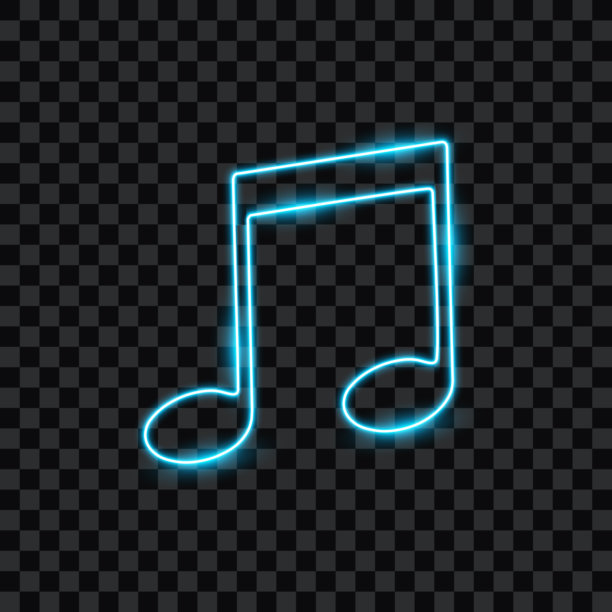 霓虹音符，孤立，矢量插图。图片下载