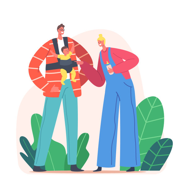 年轻的家庭和宝宝。母亲带着奶瓶喂奶，父亲带着新生儿坐在臀部上图片下载