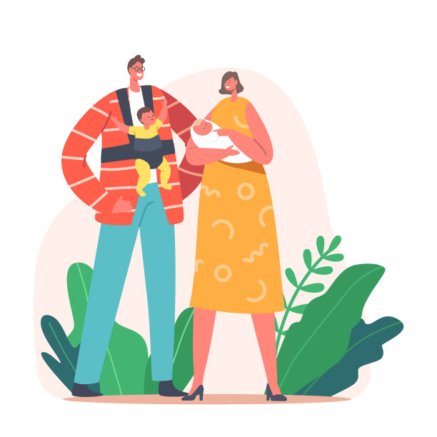 为人父母，爱父母的概念。妈妈和爸爸带着小孩坐在座位上。年轻的家庭角色图片下载