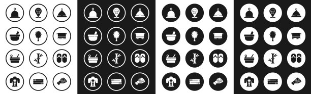 放上桑拿帽扫帚臼和杵毛巾图片下载