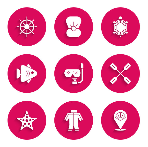 设置潜水面罩和浮潜潜水服扇贝海图片下载