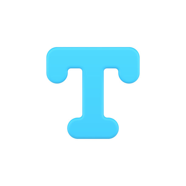 字母T 3d图标。蓝色字体文字符号图片下载