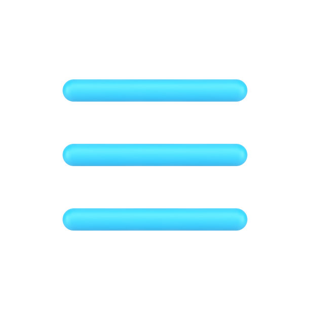 蓝色汉堡菜单3d图标的网站ui图片下载