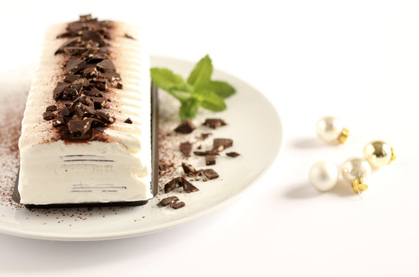 圣诞冰淇淋，圣诞原木蛋糕。圣诞节和节假日。图片下载