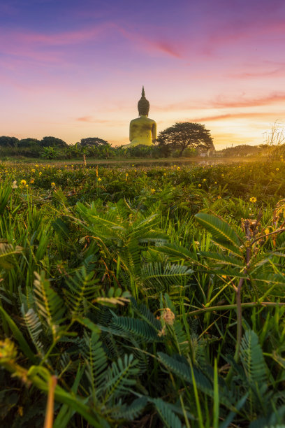 位于泰国广受欢迎的佛教圣地昂通省曼昂寺的大佛图片下载