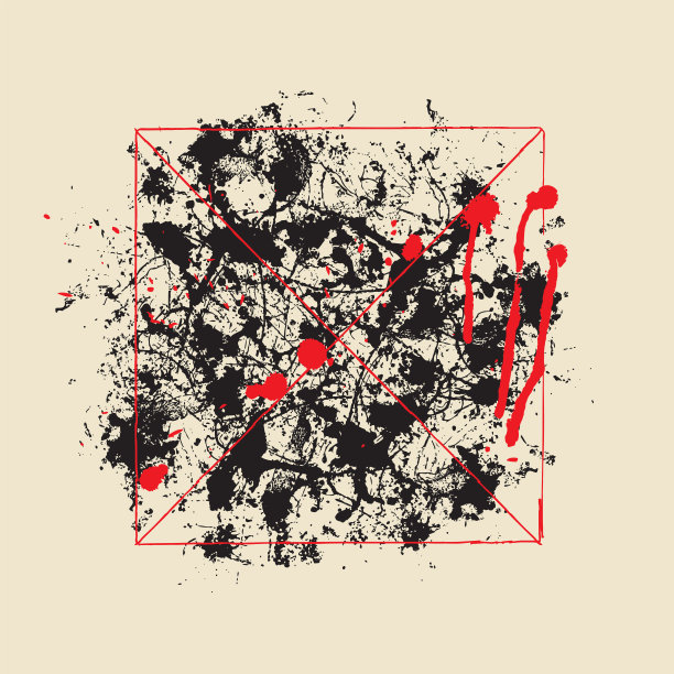 带有黑点和红滴的抽象横幅图片下载