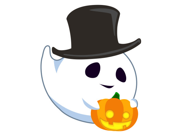 大礼帽鬼，万圣节材料图标。矢量图图片下载