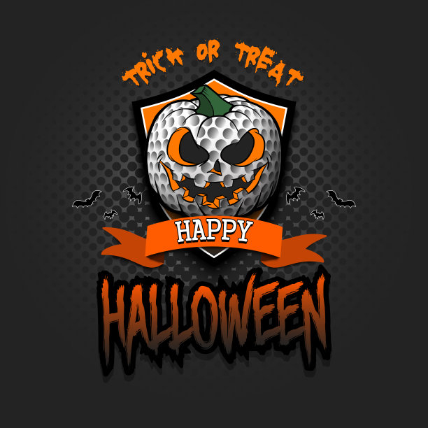 万圣节快乐。标志高尔夫球为南瓜图片下载