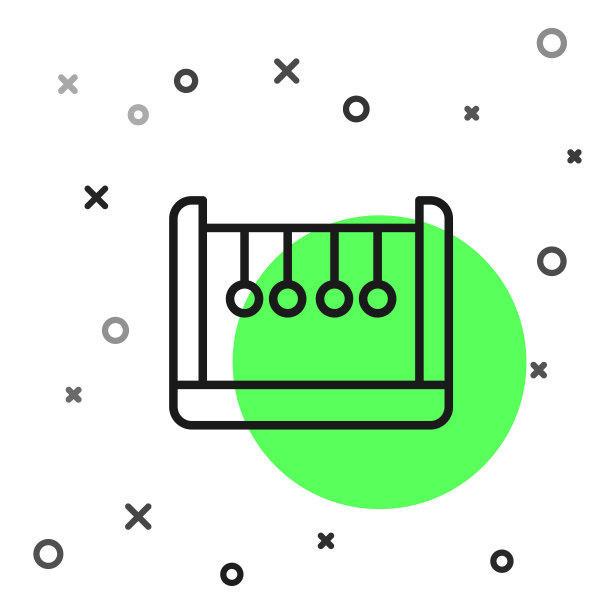黑线钟摆图标孤立在白色背景。牛顿的摇篮。向量图片下载