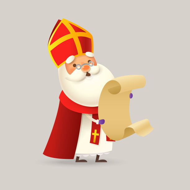 可爱的圣尼古拉斯或圣诞老人与清单矢量插图图片下载