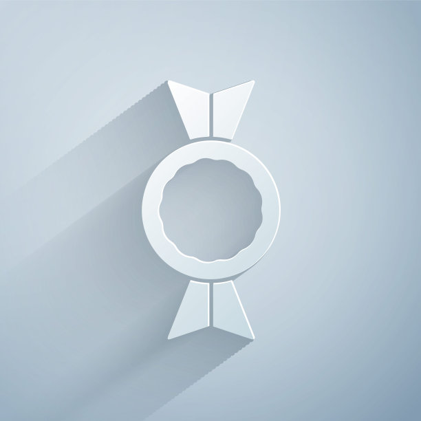 剪纸糖果图标孤立在灰色背景。纸艺术风格。向量图片下载