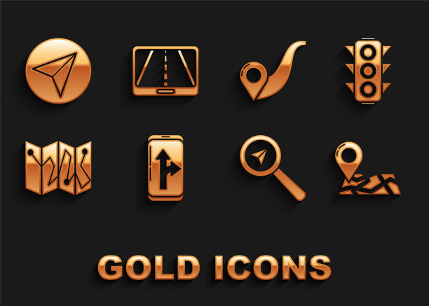 设置城市地图导航信息图，交通灯，折叠位置标记，搜索，路线，纸飞机和图标。向量图片下载