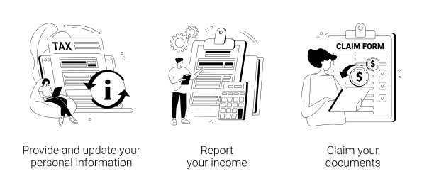 税务申报抽象概念矢量插图。图片下载