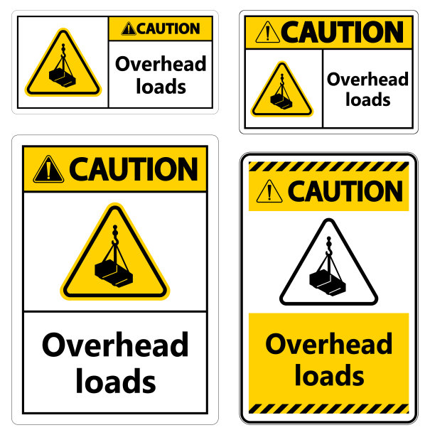 危险，高架负载文字，坠落危险危险警告标志图片下载