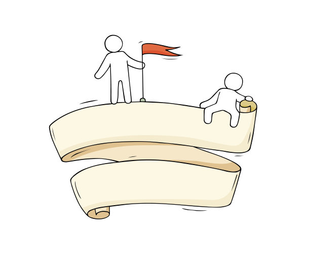 拿着空白横幅的小人。图片下载