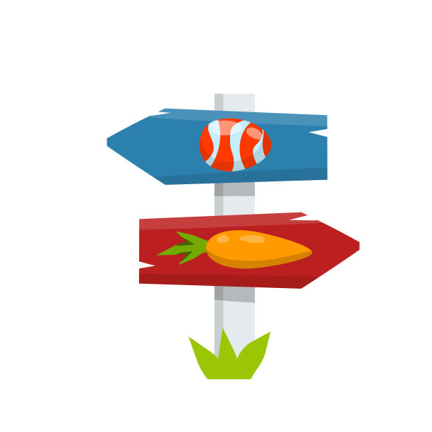 庆祝复活节。彩色的彩蛋和胡萝卜。基督教节日。儿童游戏元素。卡通平面插图。寻找物体的盘子。指向路由的符号指针图片下载