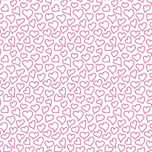 手绘爱心线条单色背景无缝图案矢量素材图片下载