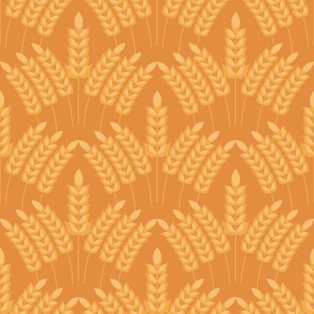 麦穗图标无缝模式，谷物素描。有机小麦，农业面包和天然食品，图片下载