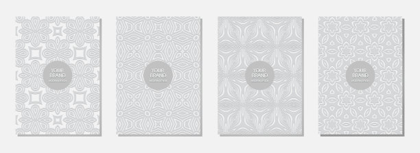 套封面设计，垂直矢量模板。几何体积凸民族3D图案，原始白色浮雕背景。图片下载