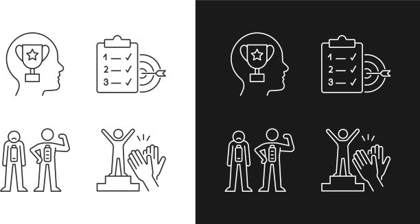 内在动机线性图标设置为黑色图片下载