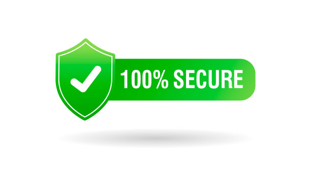 100安全的垃圾矢量图标。商业网站的徽章或按钮。白底签名图片下载