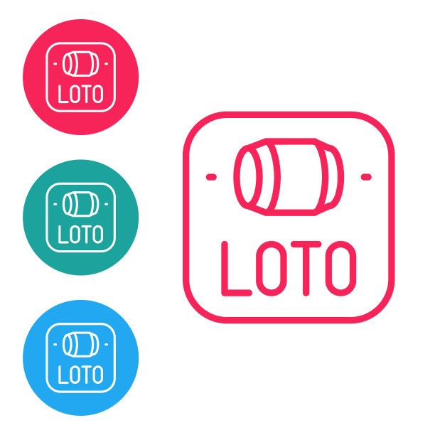 红线彩券图标孤立在白色背景上。宾果，乐透，现金奖励。财务成功，繁荣，胜利，赢得好运。在圆形按钮中设置图标。向量图片下载