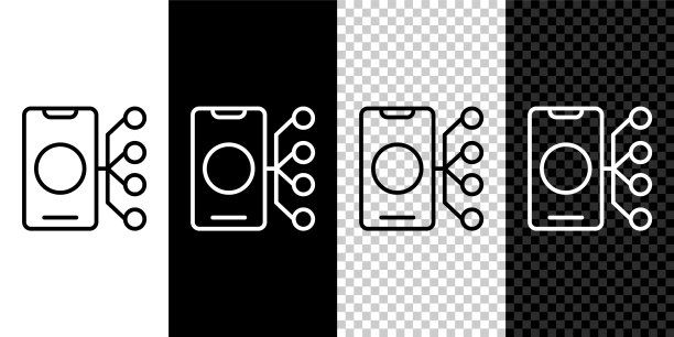 神经网络图标隔离在黑色和白色，透明的背景。人工智能AI。向量图片下载