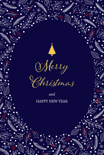 冬季植物框架03矢量插图贺卡，印刷，网页设计。图片下载