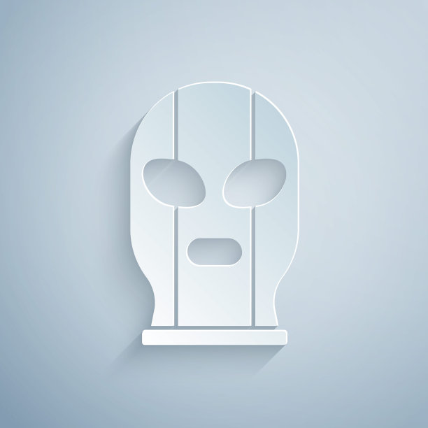 剪纸墨西哥摔跤手图标孤立的灰色背景。纸艺术风格。向量图片下载