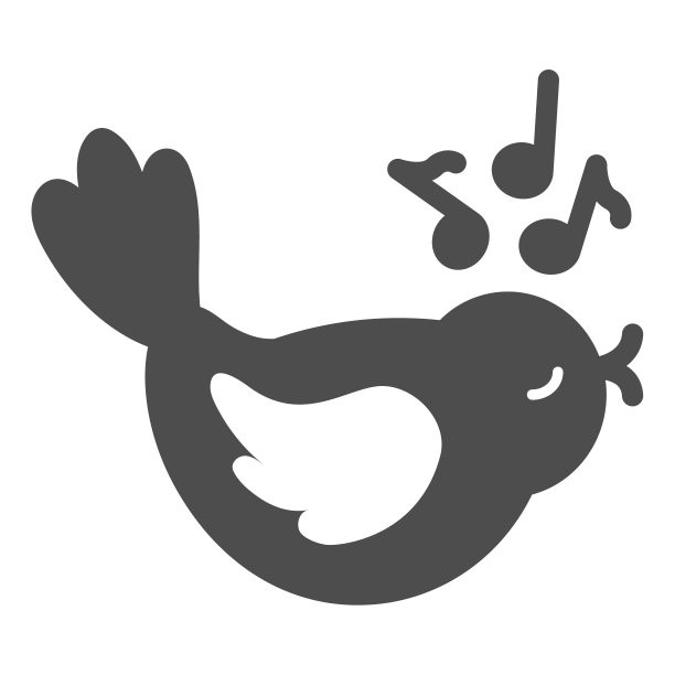 唱歌的鸟与音符固体图标，园艺概念，鸟唱歌的歌曲矢量标志在白色背景，字形风格图标的移动概念和网页设计。矢量图形。图片下载