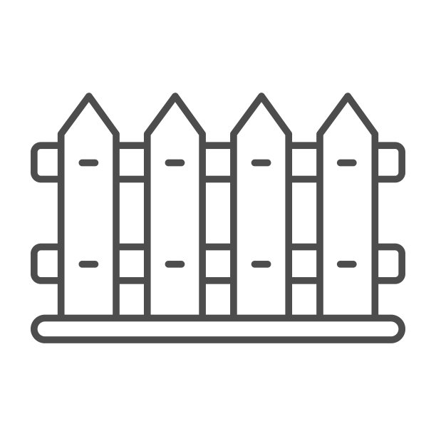 木栅栏细线图标，园艺概念，花园栅栏矢量标志在白色背景上，轮廓风格图标为移动概念和网页设计。矢量图形。图片下载