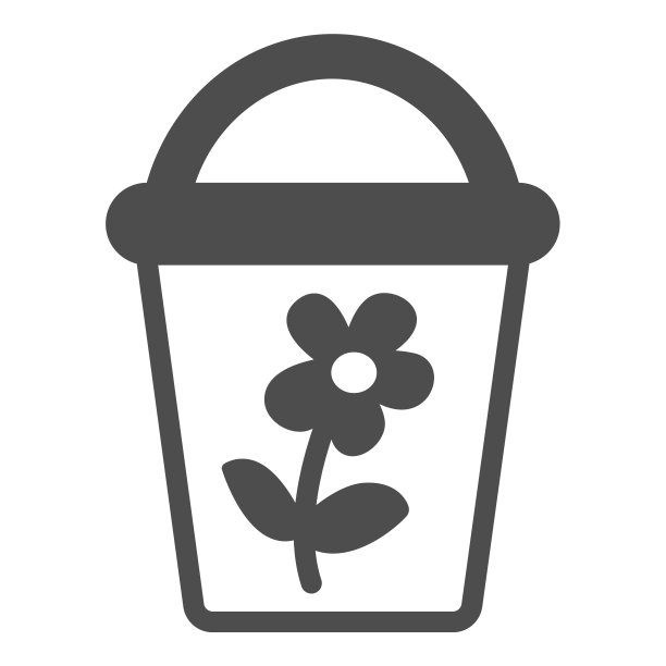 桶与花园艺固体图标，园艺概念，儿童玩具桶矢量标志在白色背景，字形风格图标的移动概念和网页设计。矢量图形。图片下载