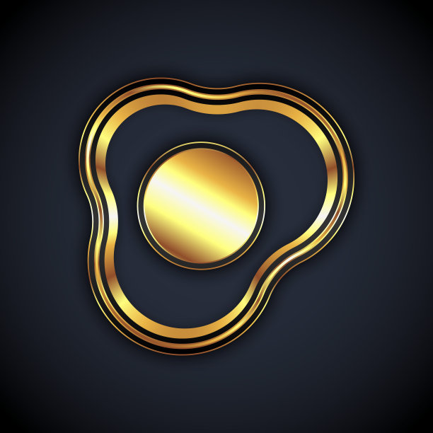 金色炒鸡蛋图标孤立在黑色背景。家常菜，煎蛋，健康早餐，煎蛋卷。向量图片下载